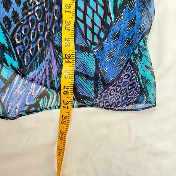 Bob Mackie wearable art Turquoise Lavender Artistic Blouse Vest L - Picture 5 of 6